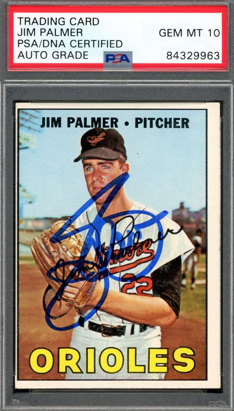 Jim Palmer Gem Mint 10 PSA DNA Signed 1967 Topps Autograph
