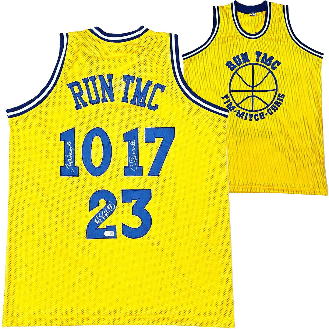 Warriors Chris Mullin, Tim Hardaway & Mitch Richmond Auto Jersey Run TMC Beckett