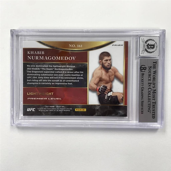 2021 Select UFC Prizms Silver Khabib Nurmagomedov #161 Beckett BAS 10 auto