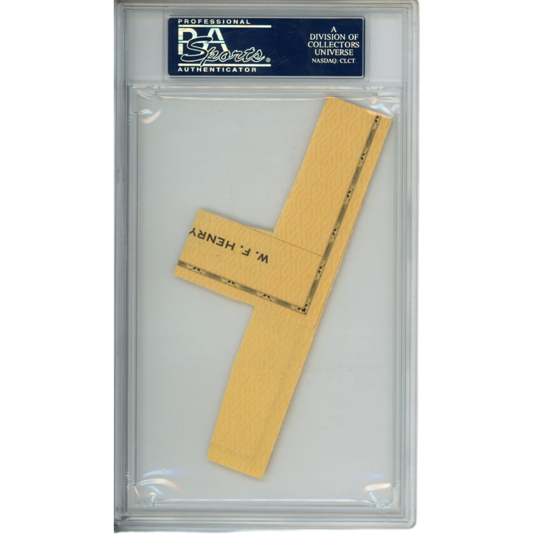 Wilbur "Fats" Henry Autographed Canton Bulldogs Cut Check PSA Slabbed 54788