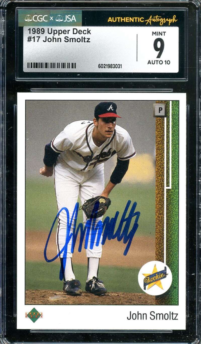 John Smoltz Gem Mint 10 JSA CGC Coa Signed 1989 Upper Deck Rookie Autograph