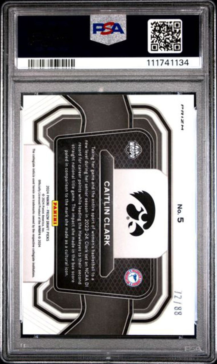 Graded 2024 Panini Prizm DP Caitlin Clark #5 /88 CL Red Scope Rookie Card PSA 10