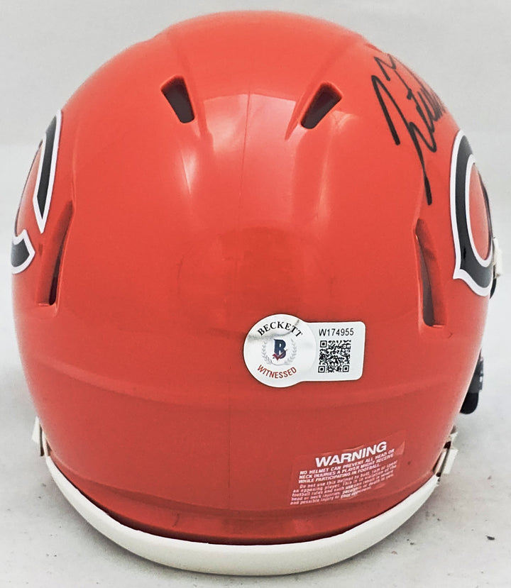 Justin Fields Signed Bears 2022 Alternate Orange Speed Mini Helmet Beckett Wit