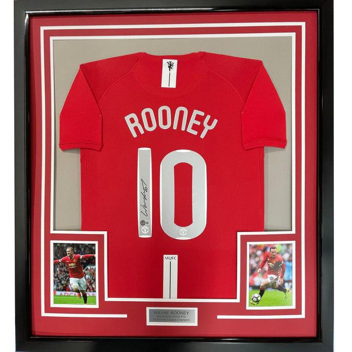 Framed Autographed/Signed Wayne Rooney 33x42 Manchester Red 2008 Jersey BAS COA
