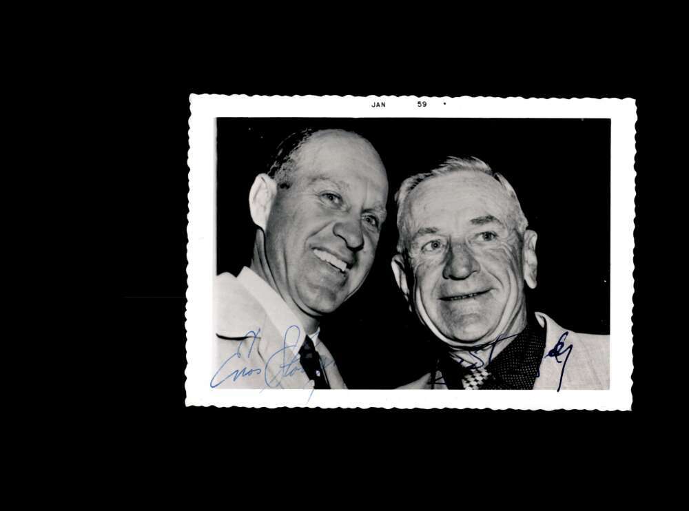 Enos Slaughter Casey Stengel JSA Coa Signed Vintage 4x5 1950`s Original Photo