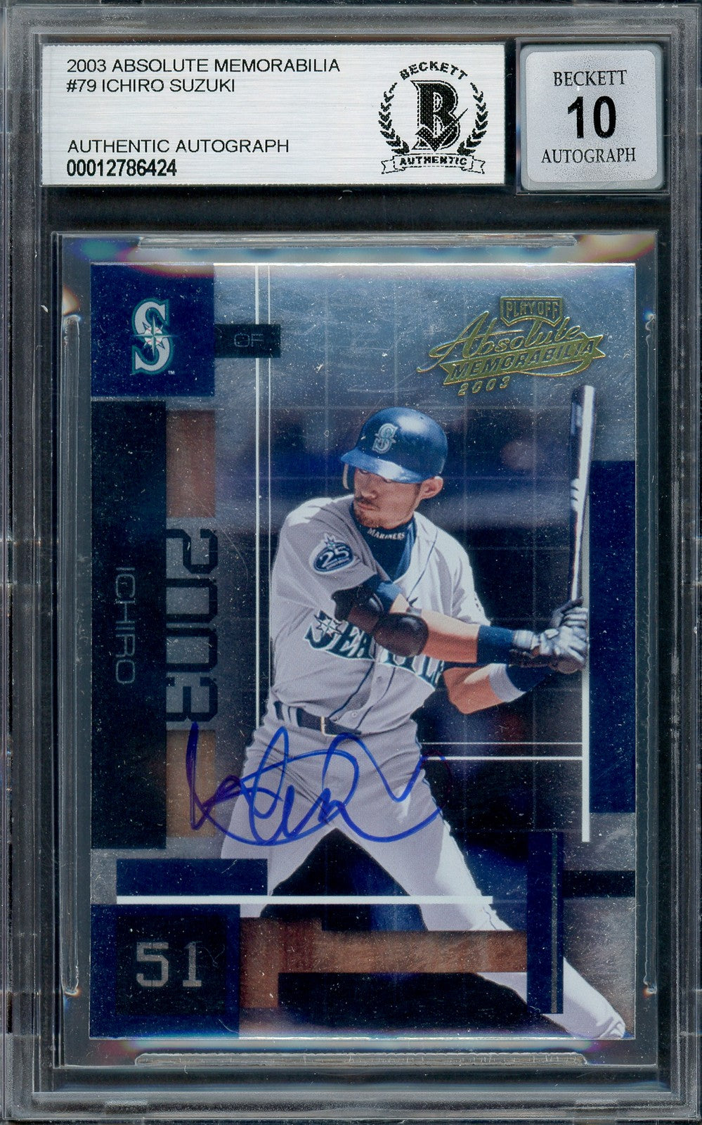 Ichiro Suzuki Signed 2003 Playoff Absolute Memorabilia Card 79 Sig 10 Beckett