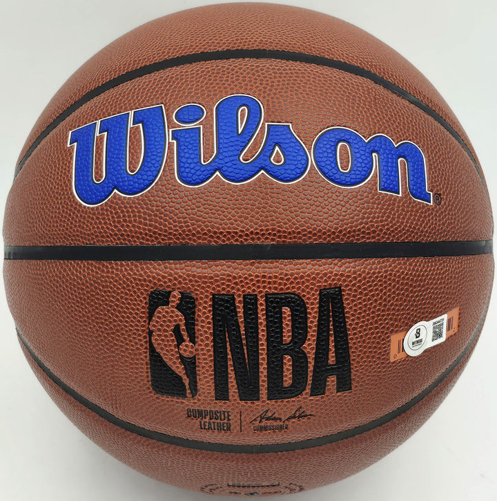 Julius "Dr. J" Erving Signed Composite Leather 76ers Logo Basketball Beckett Wit
