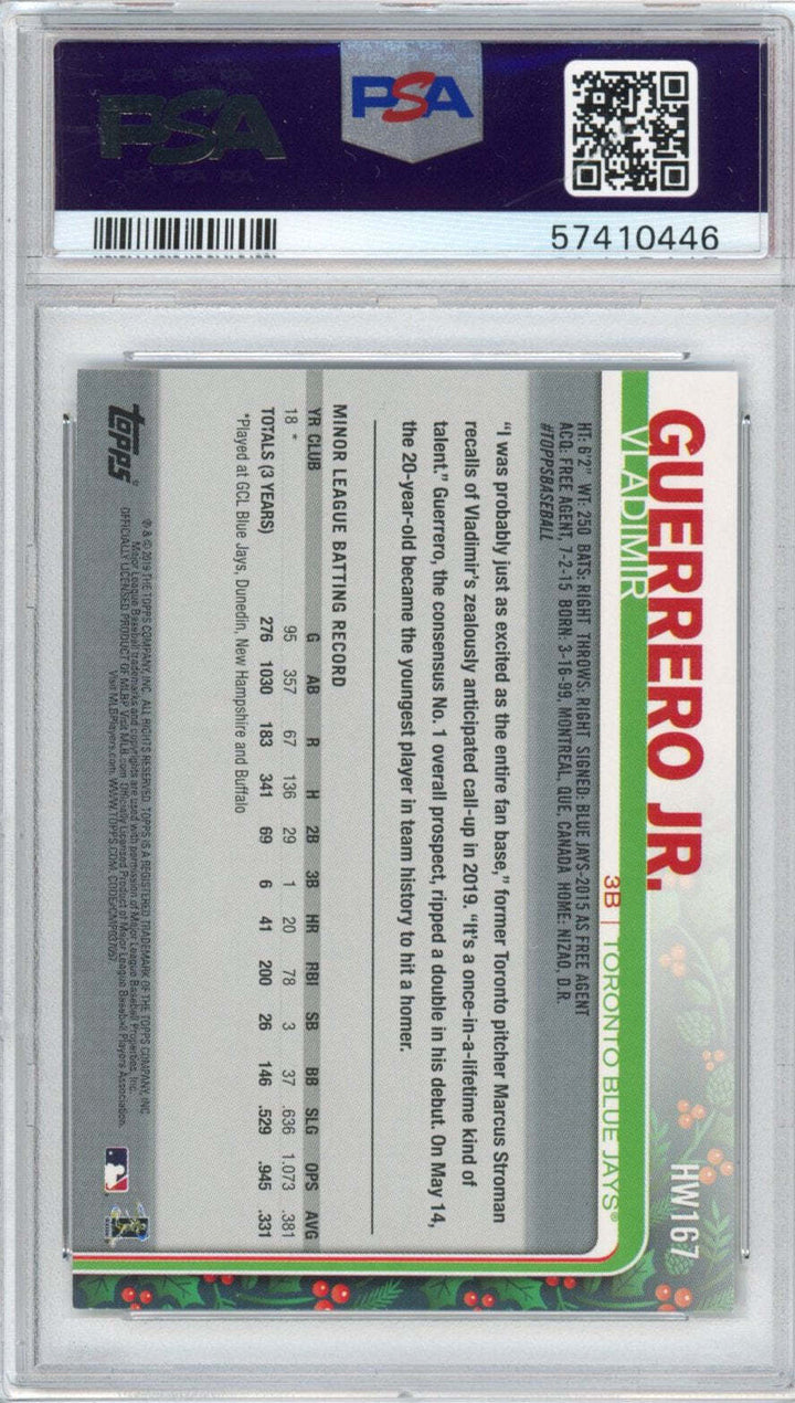 Graded 2019 Topps Holiday Vladimir Vlad Guerrero Jr. #167 Rookie RC Card PSA 10