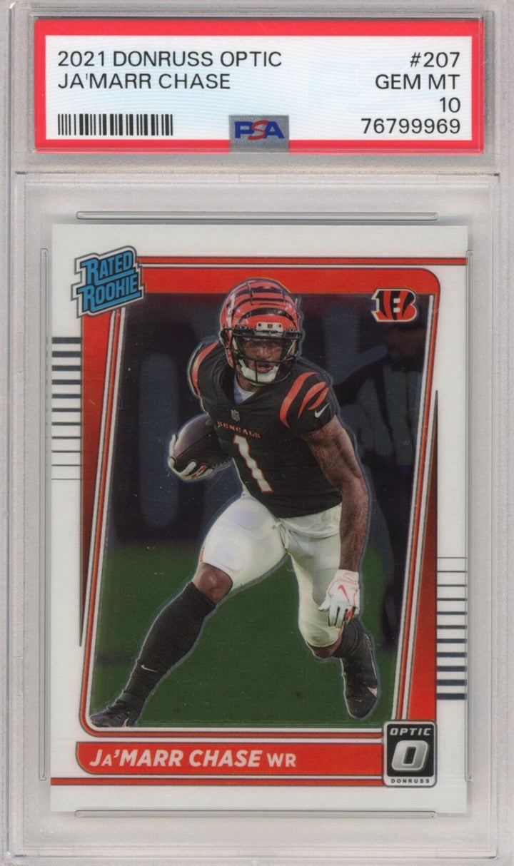 Graded 2021 Panini Donruss Optic Ja'Marr Chase #207 Rookie Card PSA 10 Gem Mint