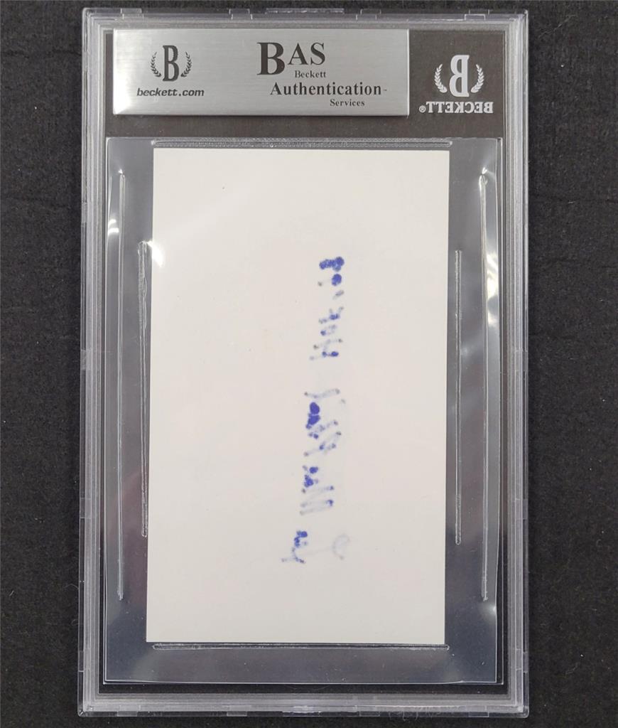 Lee MacPhail signed "HOF 98" cut 3x5 index card autograph ~ Beckett BAS