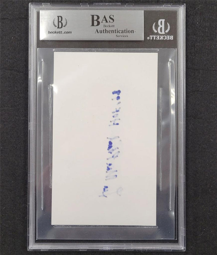 Lee MacPhail signed "HOF 98" cut 3x5 index card autograph ~ Beckett BAS