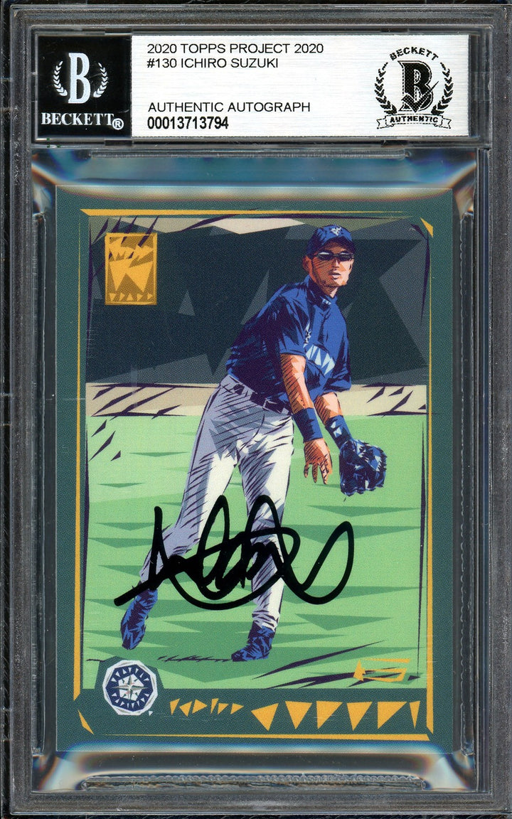 Ichiro Suzuki Auto Signed Topps Project 2020 Naturel Card 130 Black #2/5 Beckett