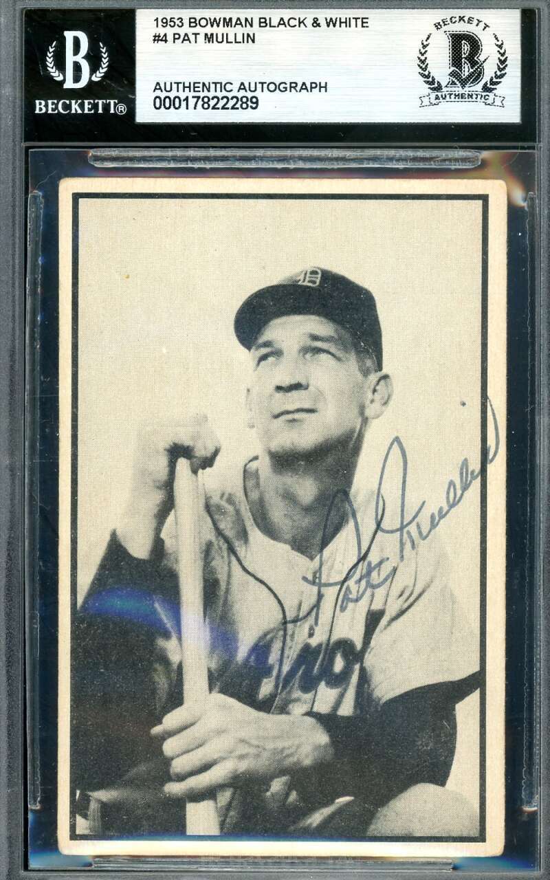 Pat Mullin Beckett BAS Signed 1953 Bowman Black & White Autograph