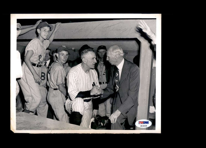 Casey Stengel PSA DNA LOA Signed  8x10 Original Wire Photo Autograph