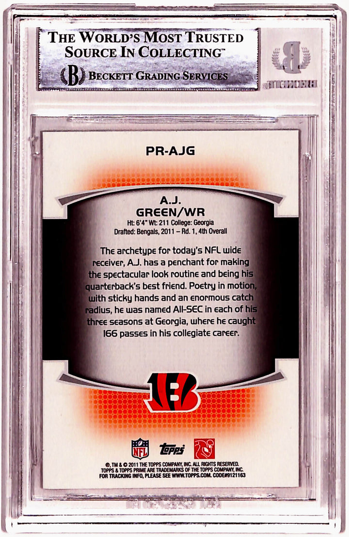 AJ Green Autographed 2011 Topps Prime #PR-AJG Rookie Card Beckett Slab 40774