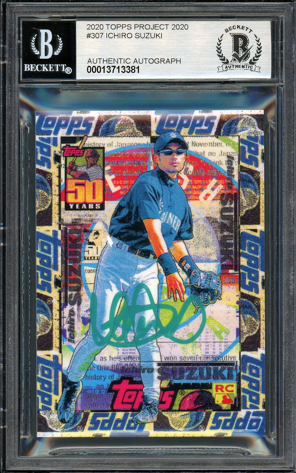 Ichiro Suzuki Auto Topps Project 2020 Tyson Beck Card 307 Sig 10 /10 BAS