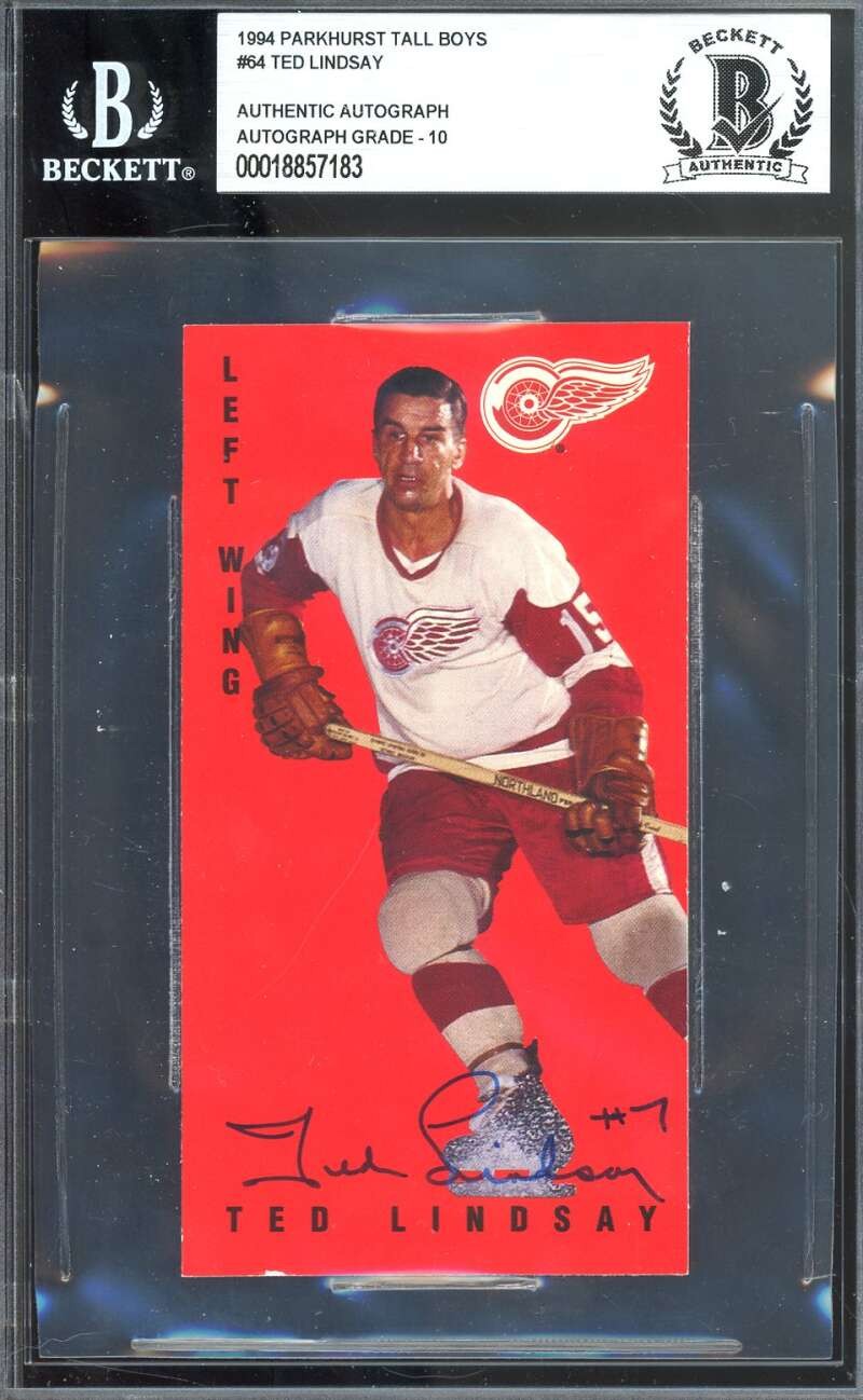Ted Lindsay Gem Mint 10 Beckett BAS Signed 1994 Parkhurst Tall Boys Autograph