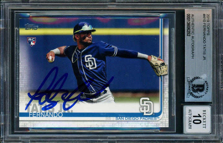 Fernando Tatis Jr. Signed 2019 Topps RC 410 San Diego Padres Auto GM 10 Beckett