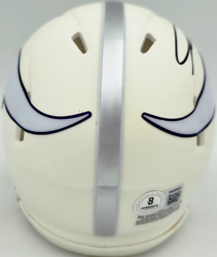 Jordan Addison Auto Vikings White 2024 Alternate Speed Mini Helmet Beckett