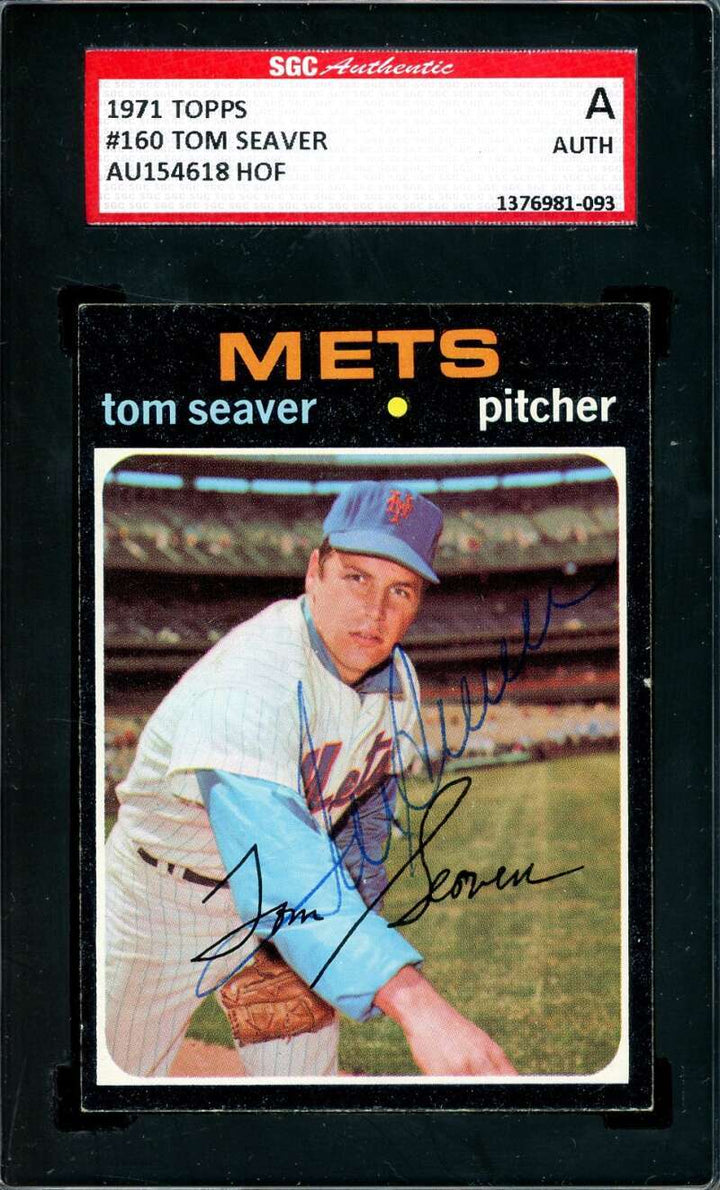 Tom Seaver SGC Coa Vintage Signed 1971 Topps Autograph