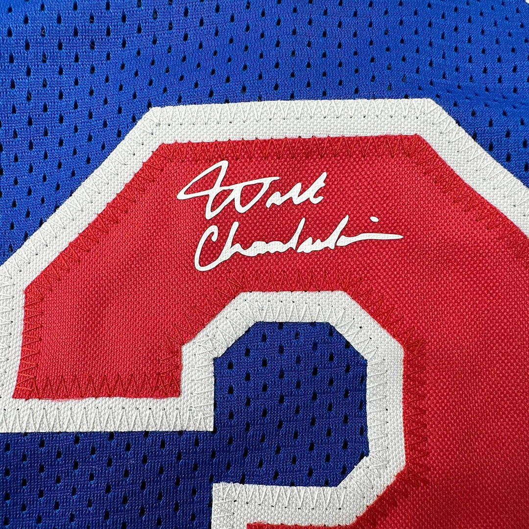 Framed Facsimile Autographed Wilt Chamberlain 33x42 Reprint Laser Auto Jersey