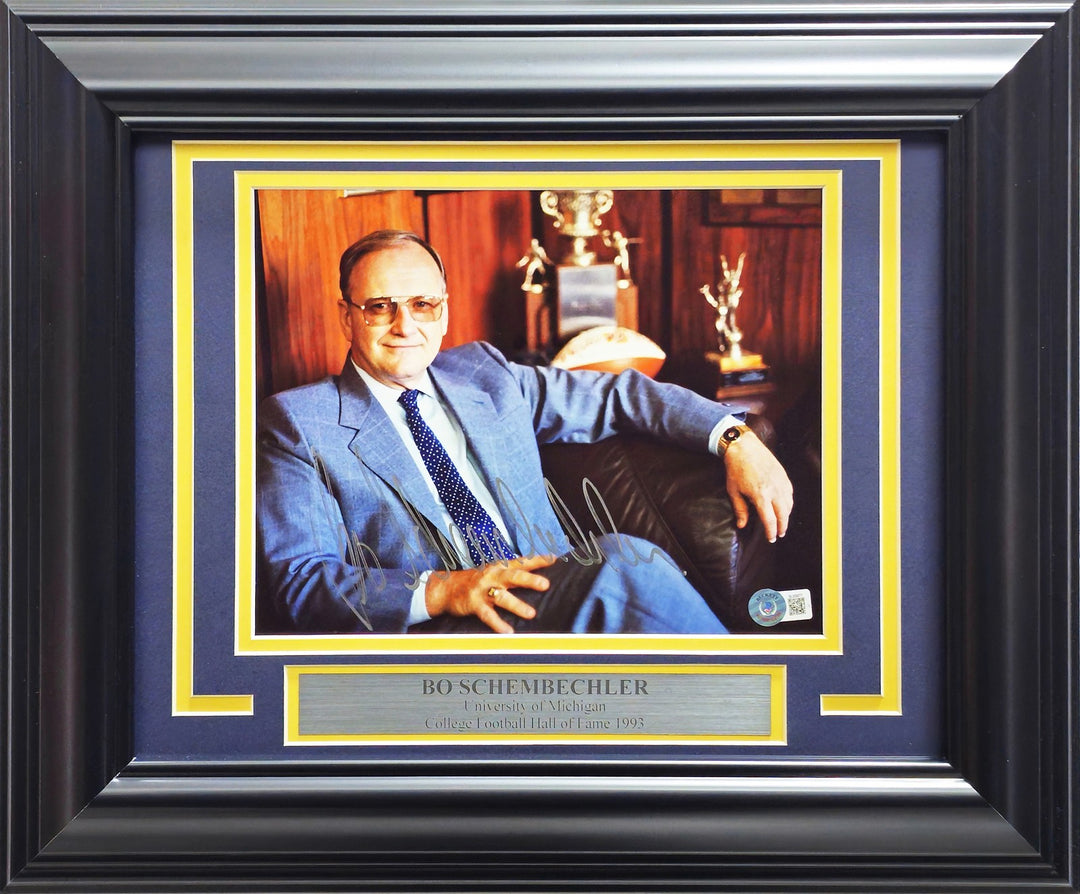 Bo Schembechler Signed Framed 8x10 Photo Michigan Wolverines Beckett #BL93977