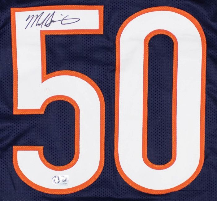 Mike Singletary Chicago Signed Navy Football Jersey BAS