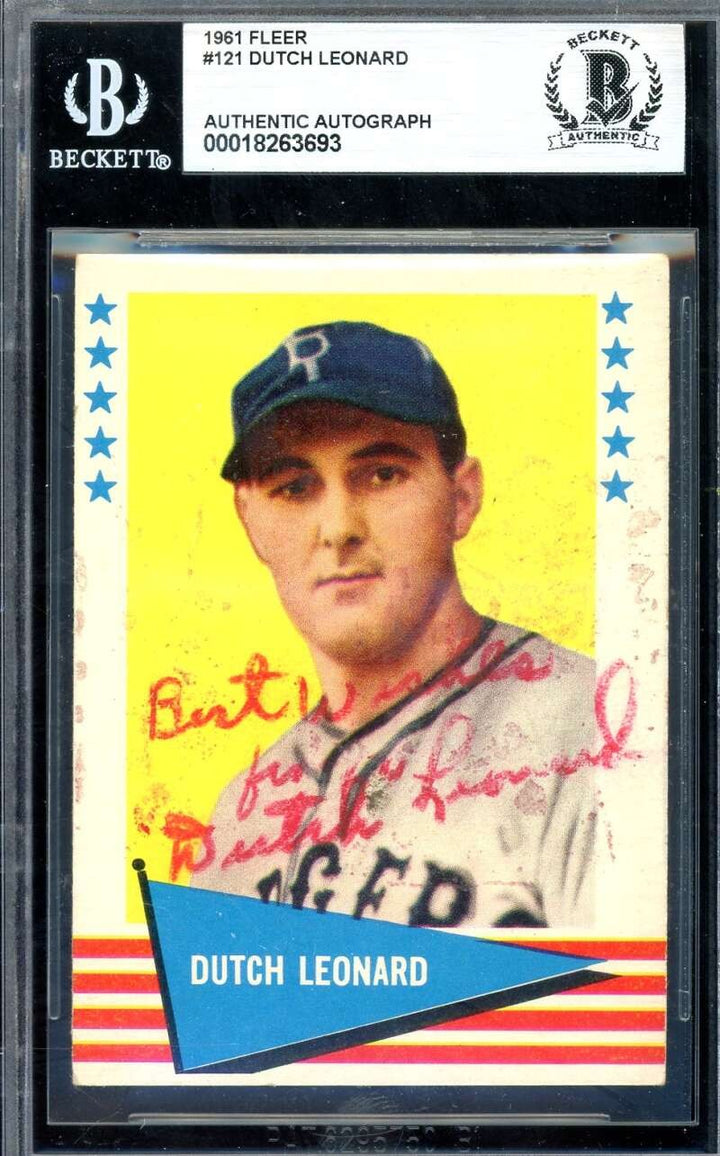 Dutch Leonard Beckett BAS Signed 1961 Fleer Autograph