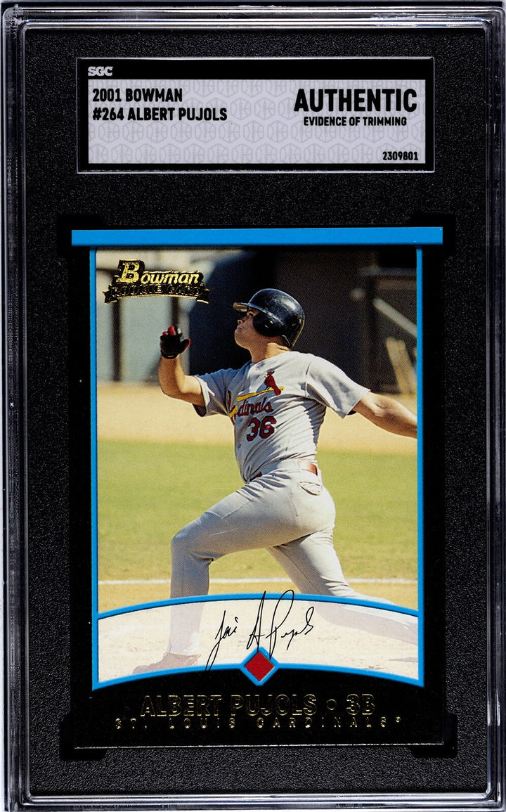 Albert Pujols 2001 Bowman Rookie Card (RC) #264- SGC Slabbed Authentic Trim