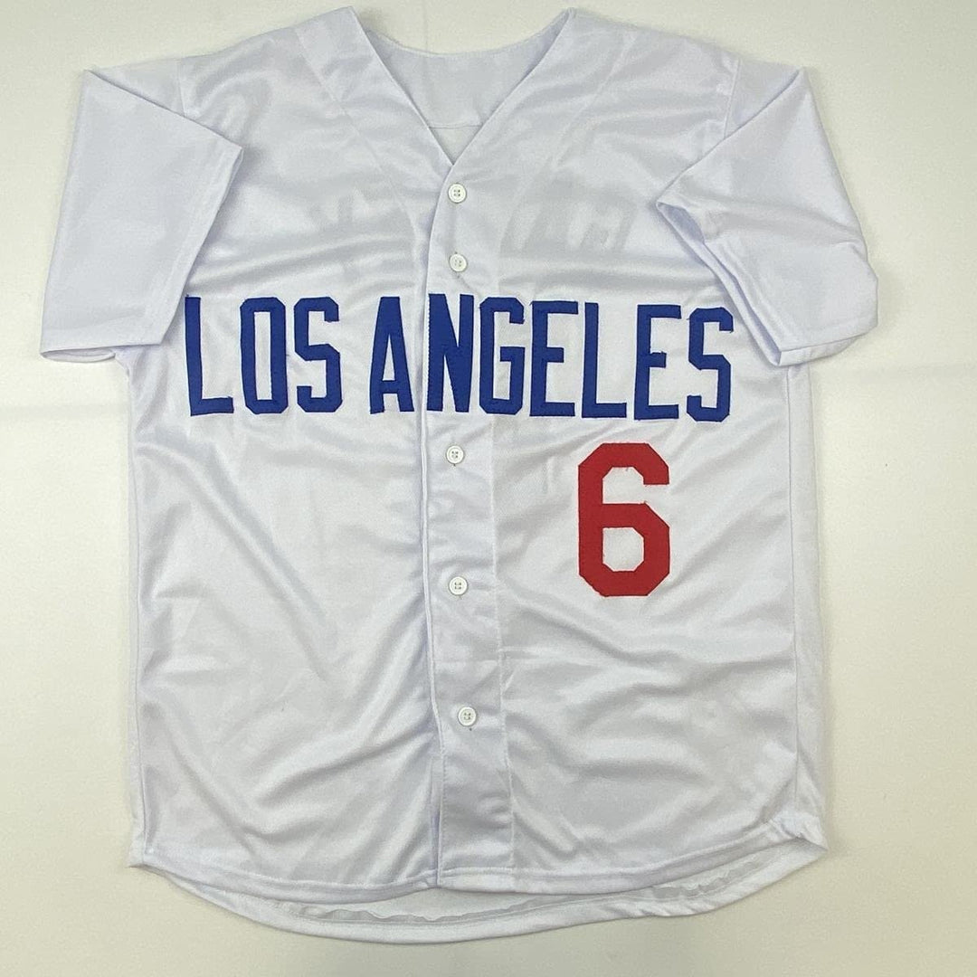 Autographed/Signed STEVE GARVEY Los Angeles White Jersey Beckett COA