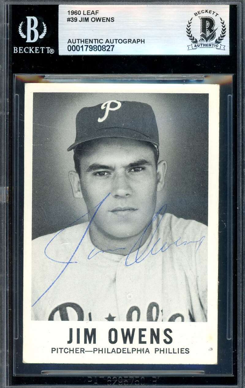 Jim Owens Beckett BAS Vintage Signed 1960 Leaf Key Card Autograph