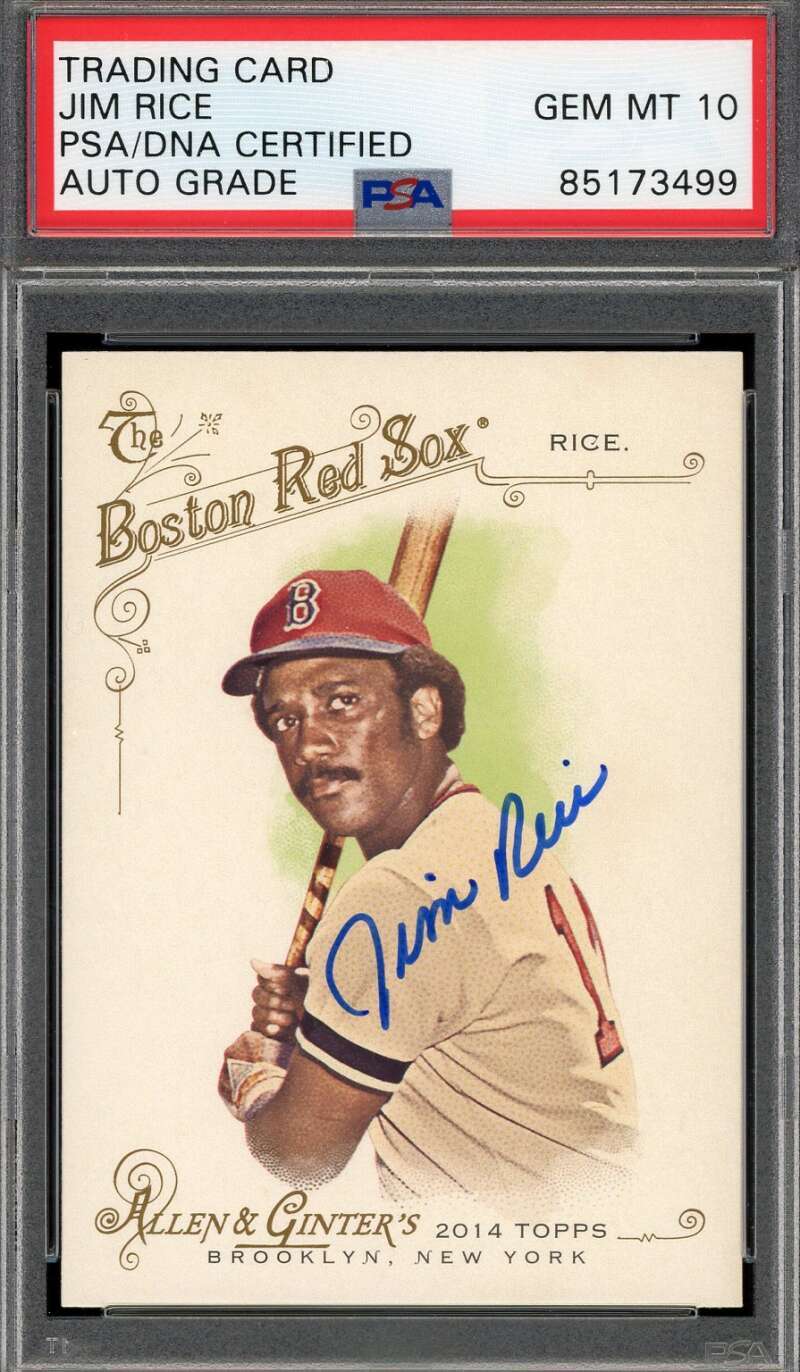 Jim Rice Gem Mint 10 PSA DNA Signed 2014 Topps Allen and Ginter Autograph