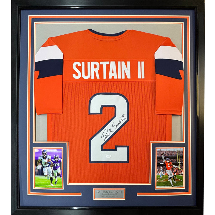 Framed Signed Patrick Surtain II 35x39 Denver Orange Jersey JSA COA #2