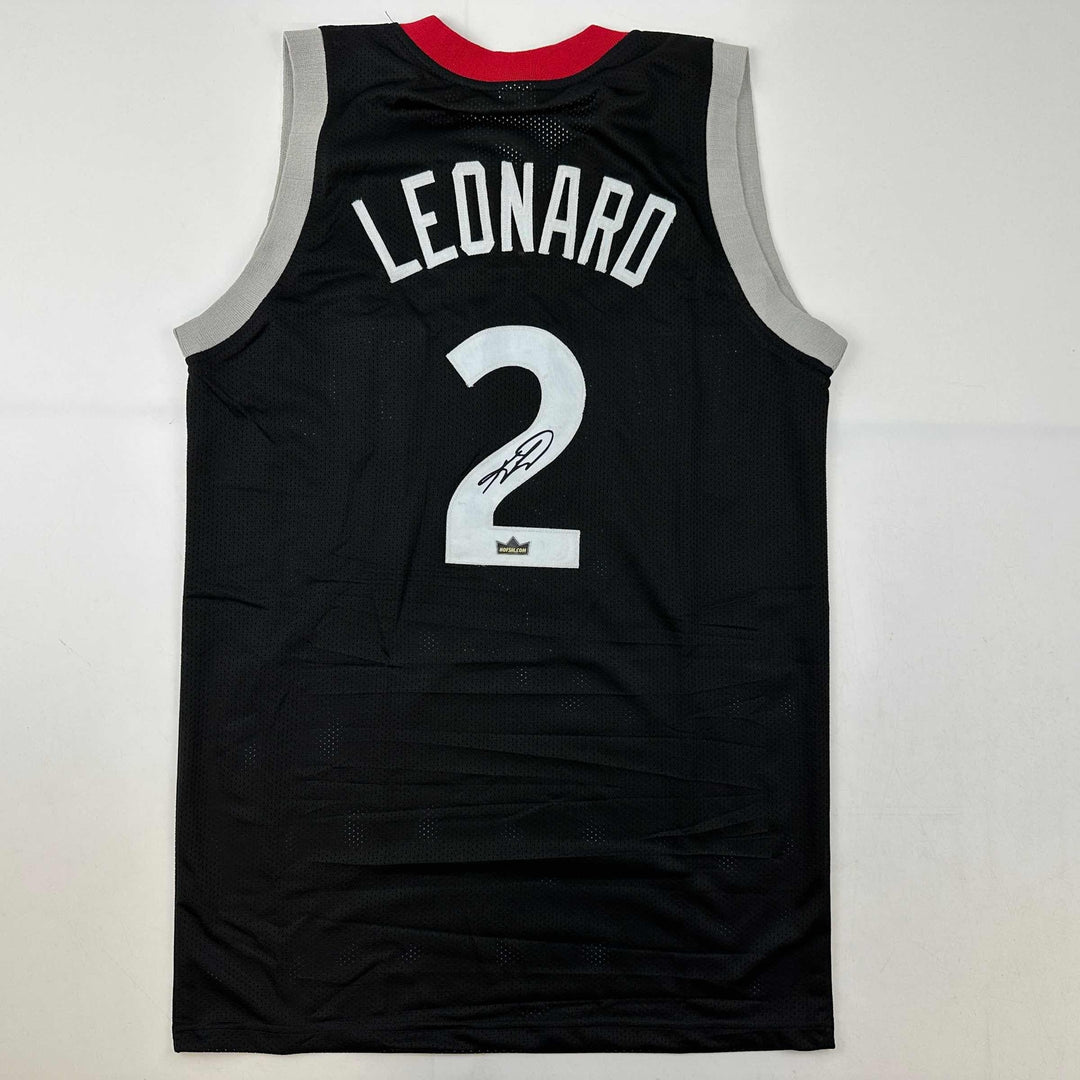 Facsimile Autographed Kawhi Leonard Toronto Black Reprint Jersey Size Men's XL
