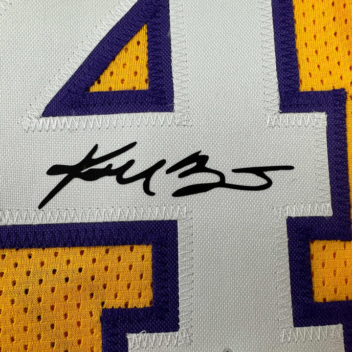 Facsimile Autographed Kobe Bryant #24 Los Angeles Yellow Reprint Jersey Men's XL