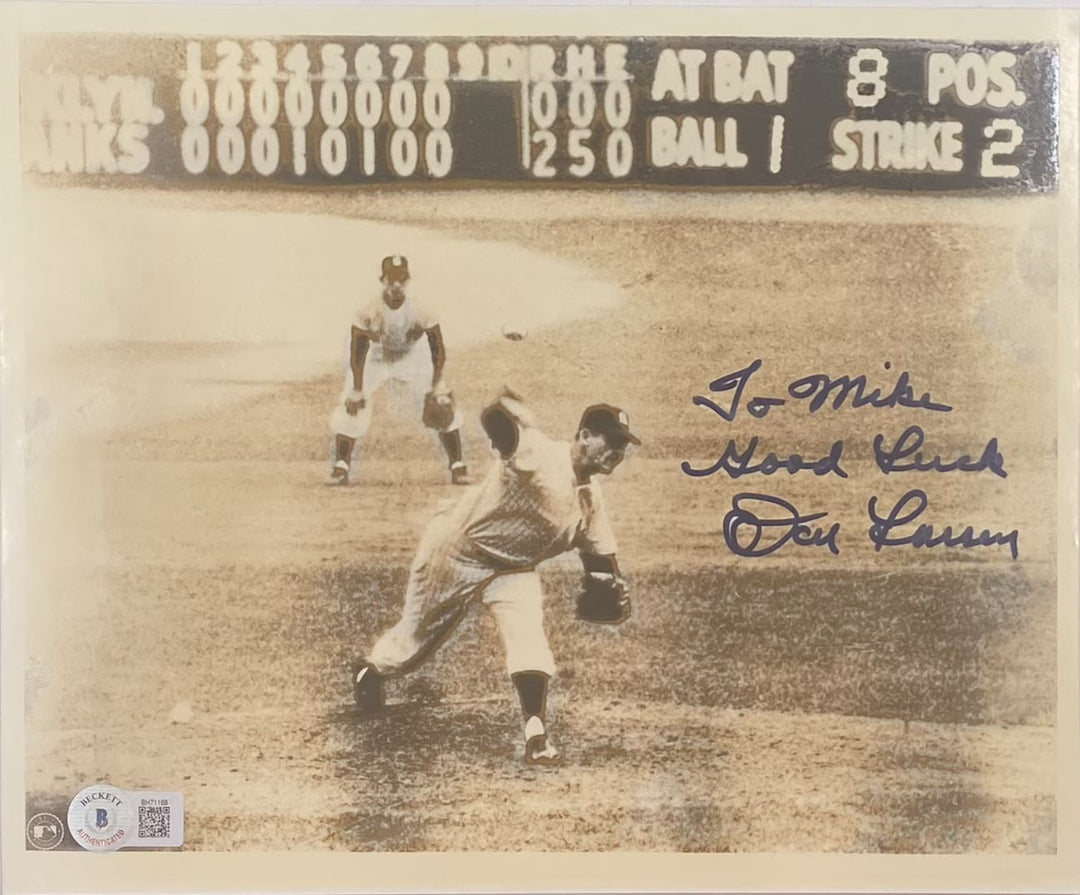 Don Larsen Signed 8x10 New York Yankees Photo BAS BH71168