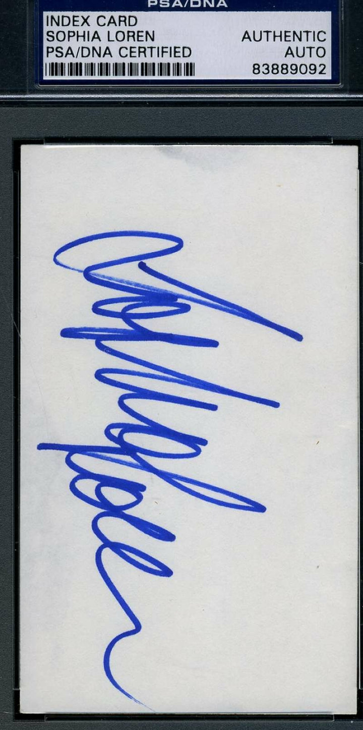 Sophia Loren Signed 3x5 Index Card Psa/dna Cert Authentic Autograph