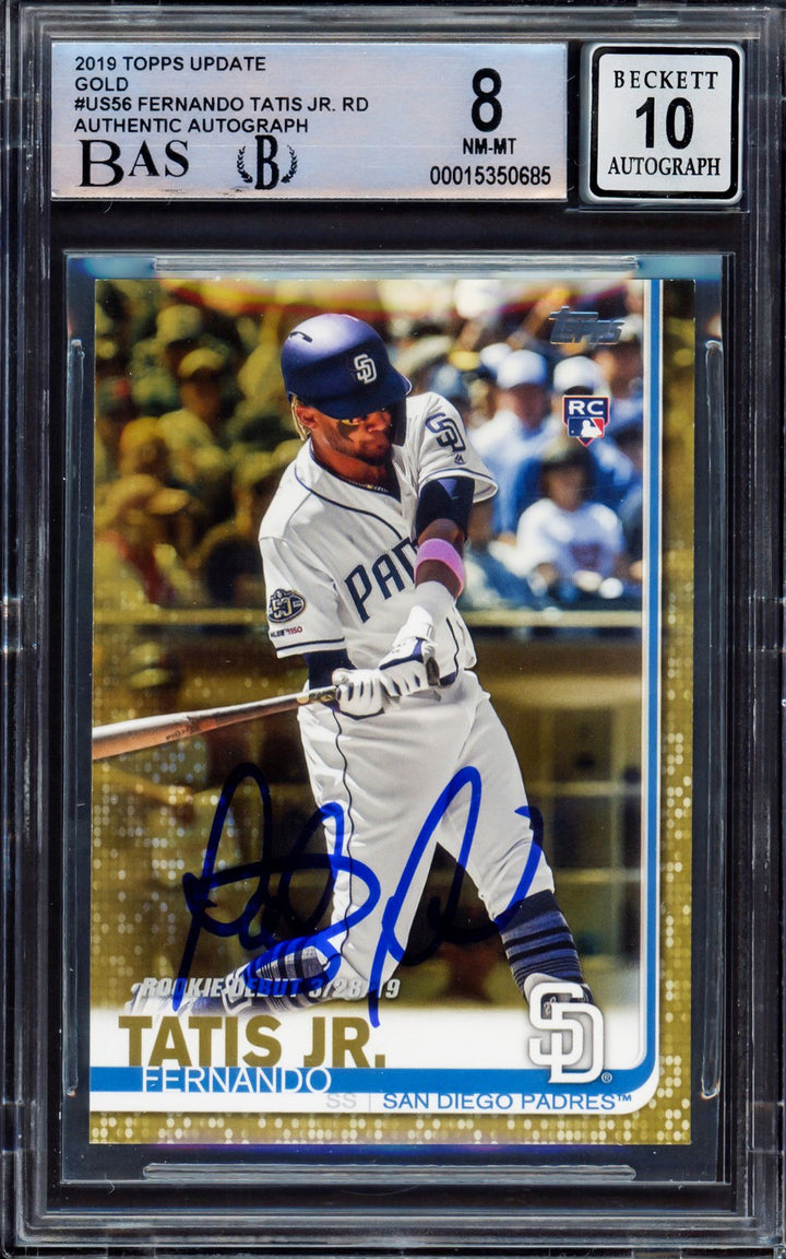 Fernando Tatis Jr. Signed 2019 Topps Update Gold RC US56 BGS 8 Sig 10 Beckett