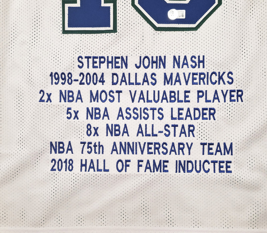 Dallas Mavericks Steve Nash Autographed Signed White Stat Jersey Beckett Wit