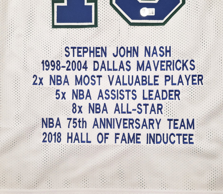 Dallas Mavericks Steve Nash Autographed Signed White Stat Jersey Beckett Wit