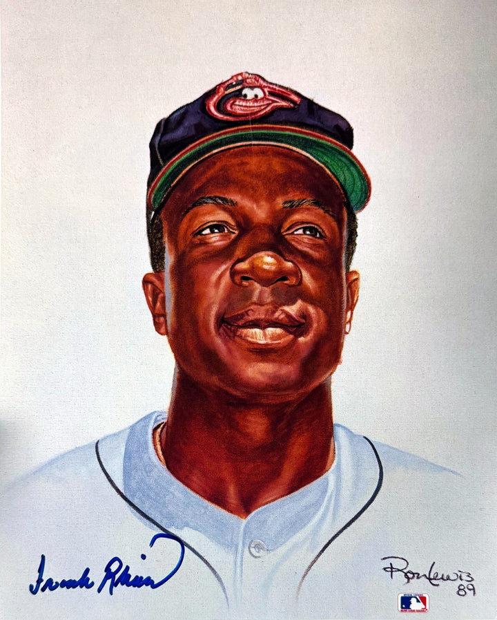 Frank Robinson signed Orioles MLB Ron Lewis 89 8x10 Photo- Tuff Stuff COA/HOF