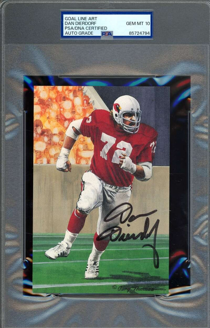 Dan Dierdorf Gem Mint 10 PSA DNA Signed Goal Line Art Card GLAC Autograph