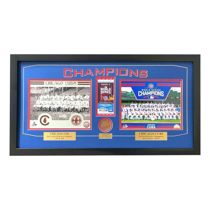 2016 Chicago Cubs Game 7 World Series Game Used Dirt / Ticket Framed Collage COA