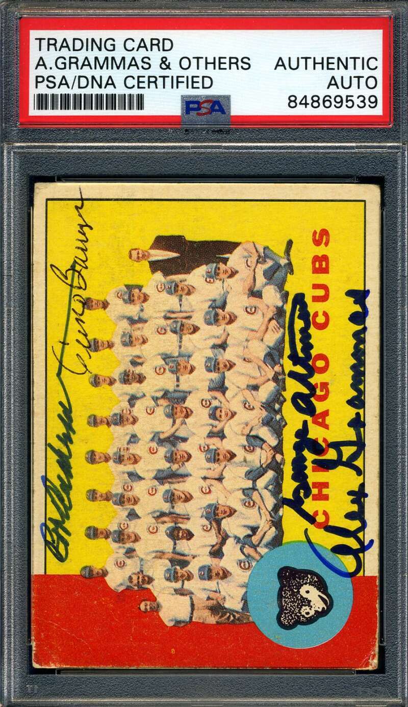 Alex Grammas and Others PSA DNA Signed By 4 1963 Topps Team Autograph