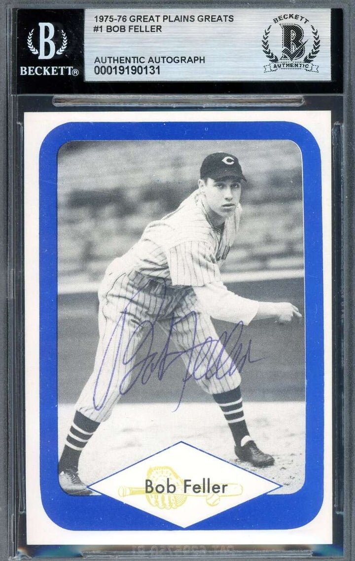Bob Feller Beckett BAS Signed 1975-76 Great Plains Greats Autograph