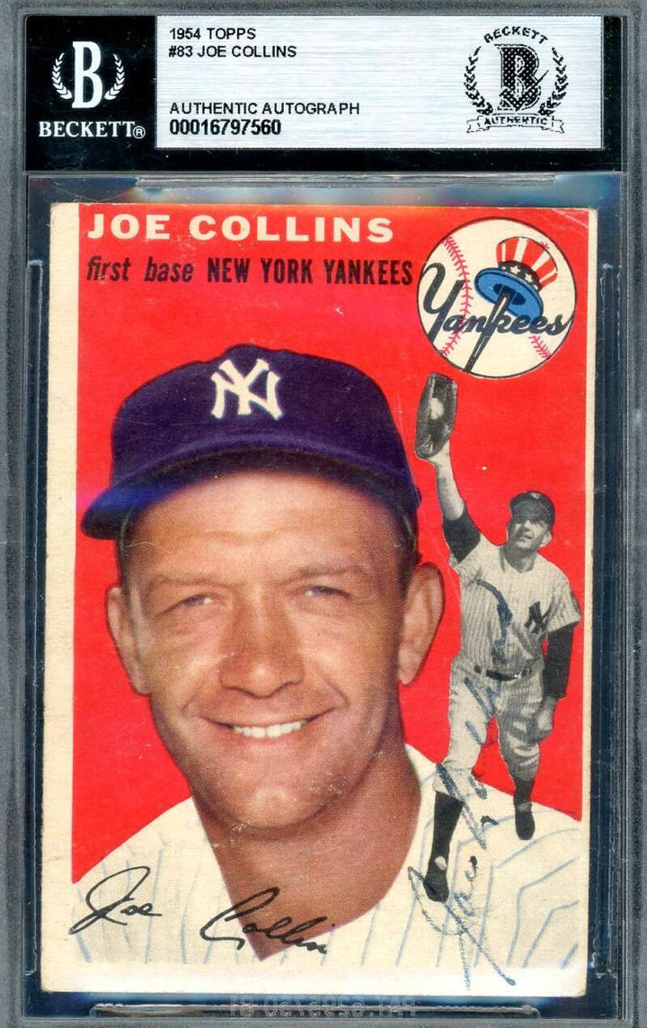 Joe Collins Beckett BAS Signed 1954 Topps Autograph