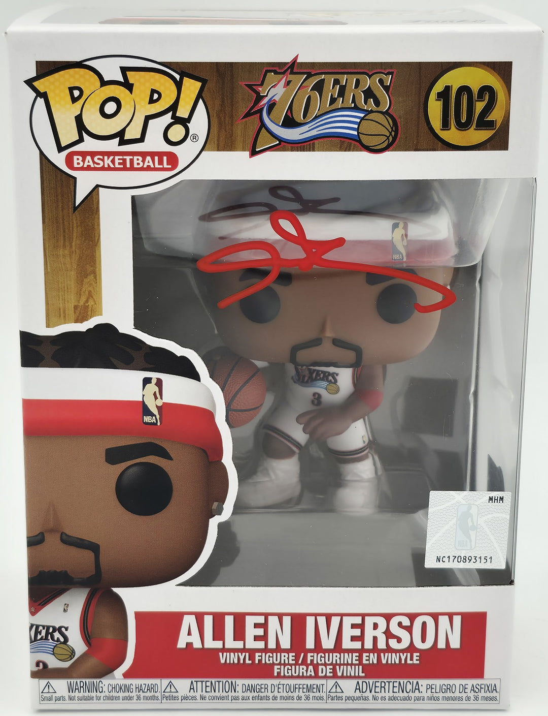 Allen Iverson Autographed Signed Funko Pop Vinyl Figurine #102 76ers Beckett Wit