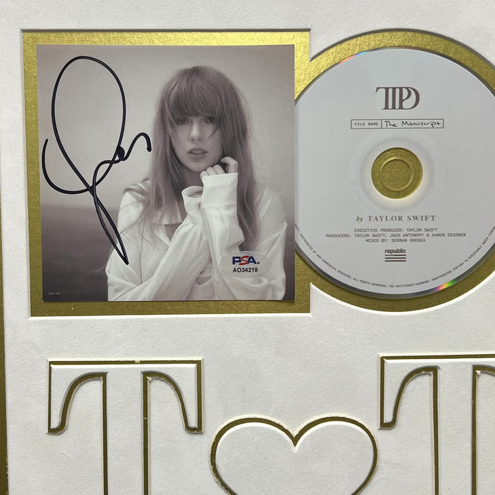 Taylor Swift Signed CD Cover Custom Framed PSA Tortured Poets Department TTPD