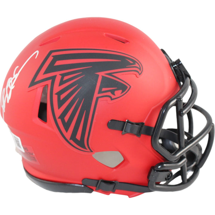 Deion Sanders Autographed Atlanta Falcons Rave Mini Helmet Beckett Witness 51736
