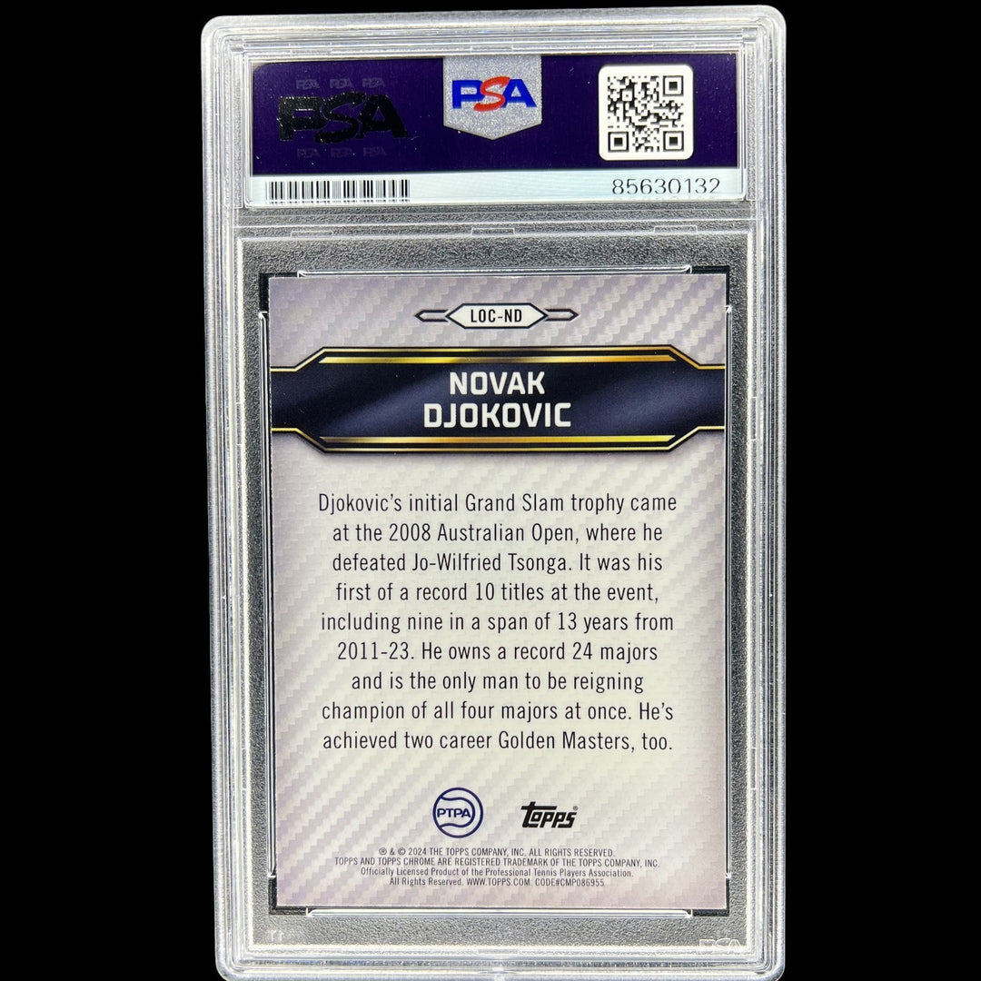 NOVAK DJOKOVIC SIGNED 2024 TOPPS GRAPHITE LEGENDS OF THE COURT CARD AUTO PSA